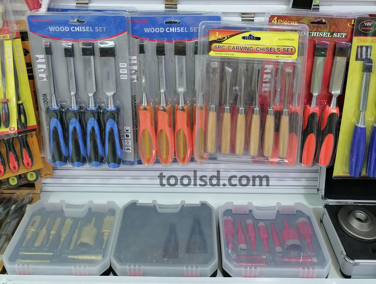 LD-207 CR-V Steel Wood Chisel Set 4pcs Blue Black Handle | Wholesale Supplier